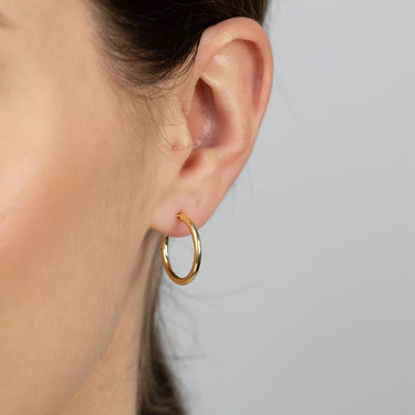 15mm Plain Hoop Earrings in 9ct Yellow Gold