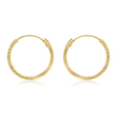 Dicut 13mm Sleeper Earrings in 9ct Yellow Gold
