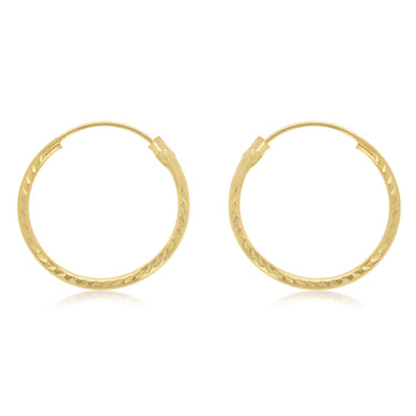 Dicut 15mm Sleeper Earrings in 9ct Yellow Gold