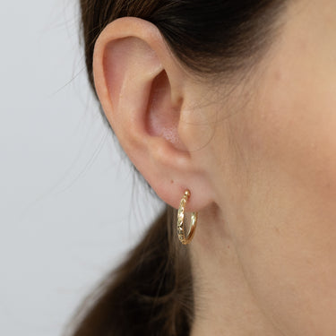 Dicut 13mm Creole Hoop Earrings in 9ct Yellow Gold