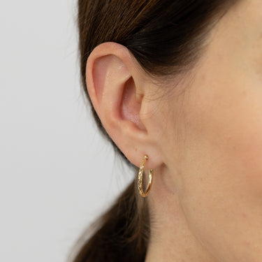 Dicut 15mm Creole Hoop Earrings in 9ct Yellow Gold