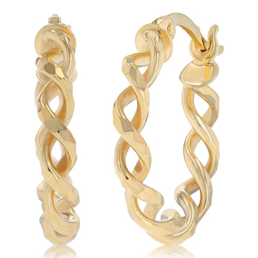 Twisted Creole Hoop Earrings in 9ct Yellow Gold
