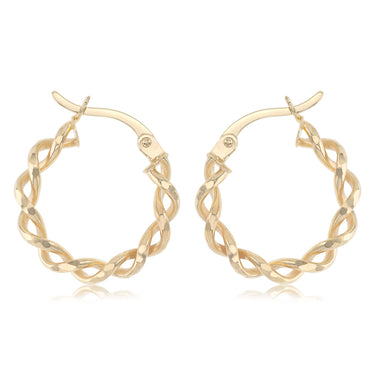 Twisted Creole Hoop Earrings in 9ct Yellow Gold