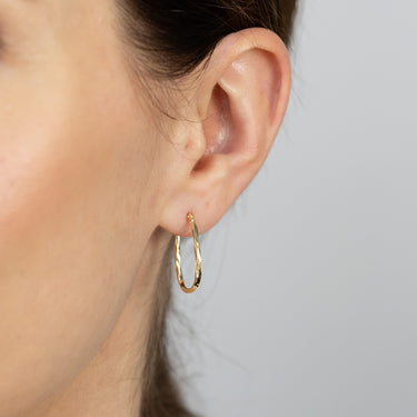 Dicut Twisted Oval Hoop Earrings in 9ct Yellow Gold