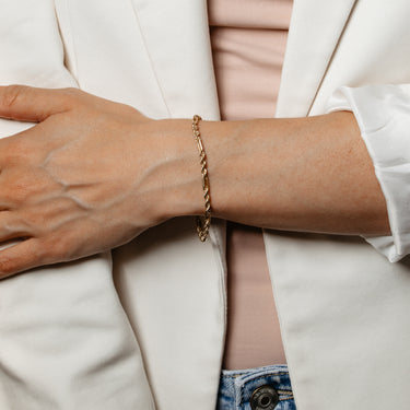 50 Gauge Hollow Dicut Figarope 18cm Bracelet in 9ct Yellow Gold