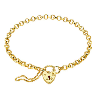 Padlock Hollow Belcher 18cm Bracelet in 9ct Yellow Gold