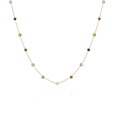 Multicolour Cubic Zirconia 43CM Adjustable Chain in 9ct Yellow Gold