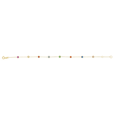 Multicolour Cubic Zirconia 18-19CM Adjustable Bracelet in 9ct Yellow Gold