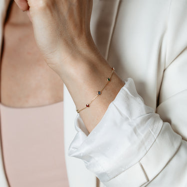 Multicolour Cubic Zirconia 18-19CM Adjustable Bracelet in 9ct Yellow Gold