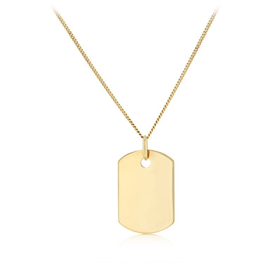Engravable Single Dog Tag Pendant in 9ct Yellow Gold