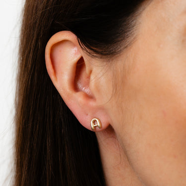 9ct Yellow Gold Initial 'A' Puffed Stud Earrings