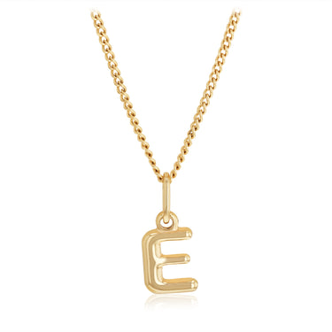 9ct Yellow Gold Initial 'E' Puffed Pendant