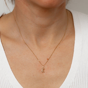 9ct Yellow Gold Initial 'E' Puffed Pendant