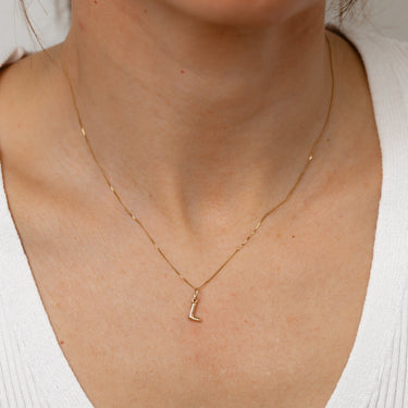 9ct Yellow Gold Initial 'L' Puffed Pendant