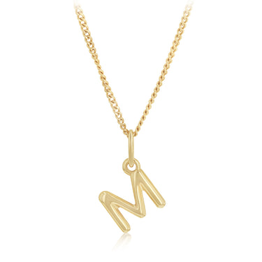 9ct Yellow Gold Initial 'M' Puffed Pendant