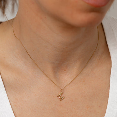 9ct Yellow Gold Initial 'M' Puffed Pendant