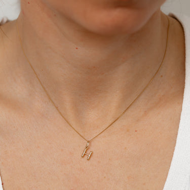 9ct Yellow Gold Initial 'H' Puffed Pendant