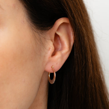 9ct Three Tone Gold Dicut Creole Hoop Earrings