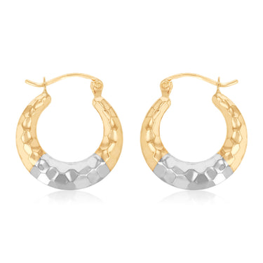9ct Two Tone Gold Dicut Hoop Earrings
