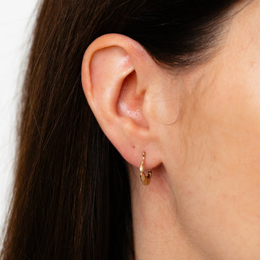 9ct Yellow Gold Textured Creole Hoop Earrings