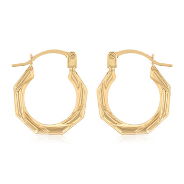 9ct Yellow Gold Octagon Hoop Earrings