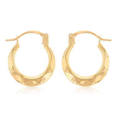 9ct Yellow Gold Fancy Creole Hoop Earrings