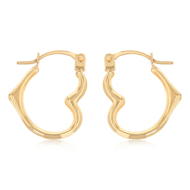 9ct Yellow Gold Heart Hoop Earrings