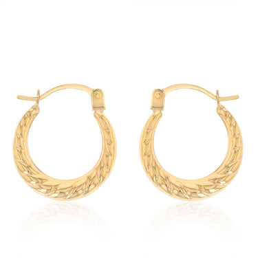 9ct Yellow Gold Fancy Twist Creole Hoop Earrings