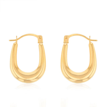 9ct Yellow Gold Plain U-Shaped Hoop Earrings