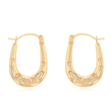 9ct Yellow Gold Fancy U-Shaped Hoop Earrings