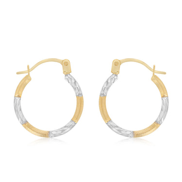 9ct Two Tone Gold 14mm Hoop Earrings
