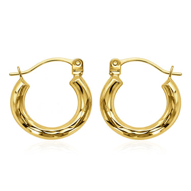 9ct Yellow Gold Dicut 12mm Hoop Earrings