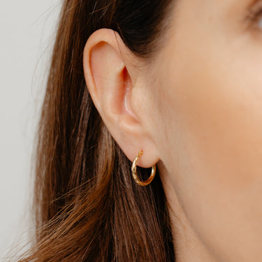 9ct Yellow Gold Dicut 14mm Hoop Earrings