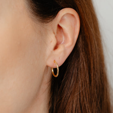 9ct Yellow Gold Dicut 16mm Hoop Earrings