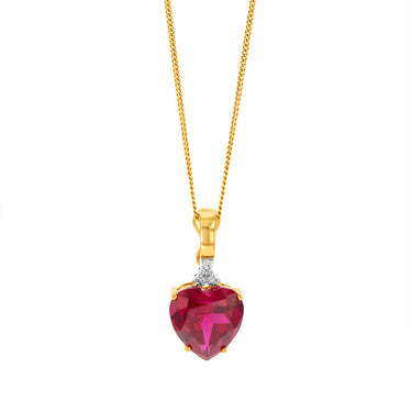 9ct Yellow Gold Created Ruby and Diamond Enhancer Pendant