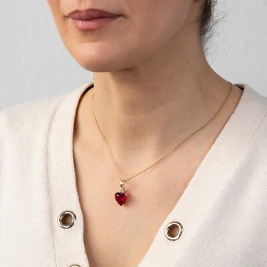 9ct Yellow Gold Created Ruby and Diamond Enhancer Pendant