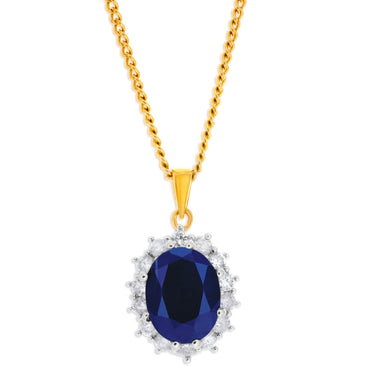 Princess Kate' 9ct 2.30 Carat Natural Sapphire & 1/2 Carat Diamond Pendant