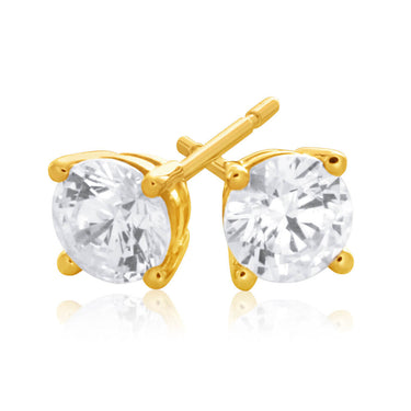 9ct Yellow Gold Cubic Zirconia Stud Earrings