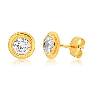 9ct Yellow Gold Cubic Zirconia 5mm Gorgeous Stud Earrings