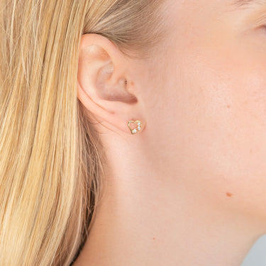 9ct Yellow Gold Cubic Zirconia Heart Stud Earrings