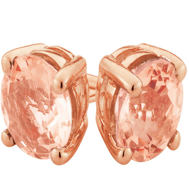 9ct Rose Gold Oval 6MM x 4MM Morganite Stud Earrings