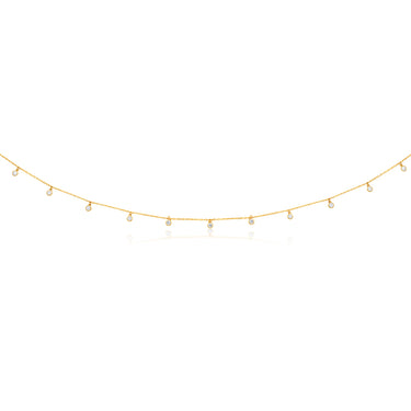 9ct Yellow Gold Chain with 11 Cubic Zirconias with Adjustable 38-40cm Length