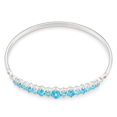 Sterling Silver Blue Topaz Bangle 65mm Diameter