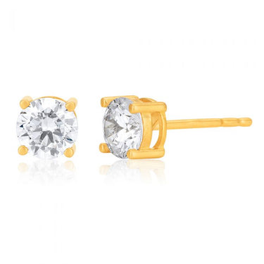 9ct Yellow Gold 5mm Cubic Zirconia Round Studs 3mm