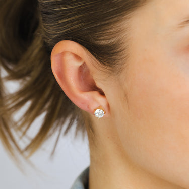 9ct Yellow Gold Cubic 6mm Zirconia Round Studs