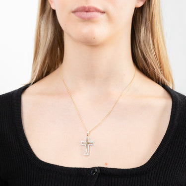 9ct Yellow Gold Zirconia Cross Pendant