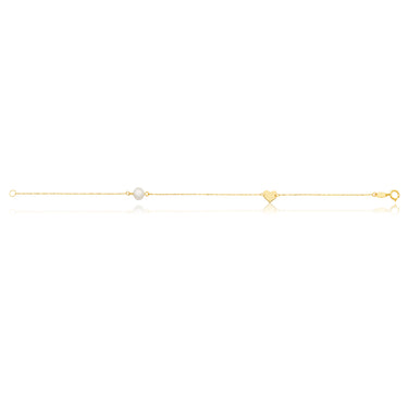 9ct Yellow Gold Pearl with Gold Heart Bracelet