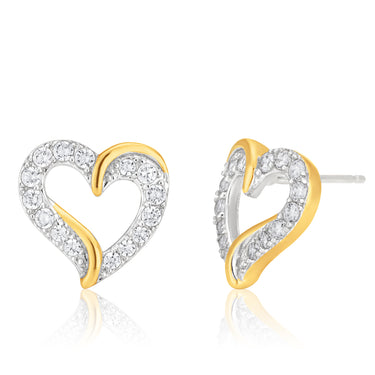 9ct Yellow Gold Heart Shape Zirconia Studs