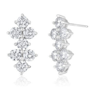 9ct White Gold Zirconia Cluster Studs