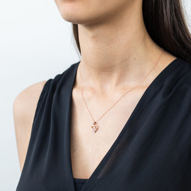 9ct Rose Gold Morganite & Diamond Heart Pendant with 44cm Chain Included